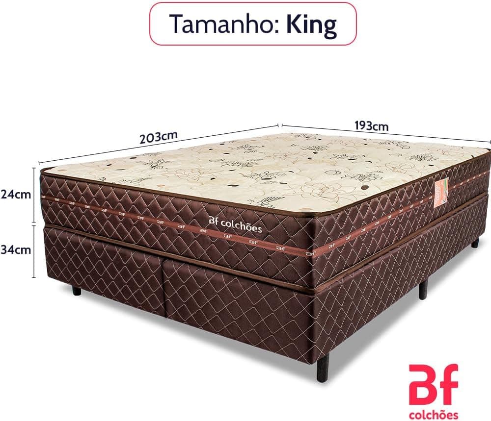 Cama Box Colchão King Firme Espuma D33 Antialérgico Certificado Bege 193x203x58cm - BF Colchões - Imagem 3