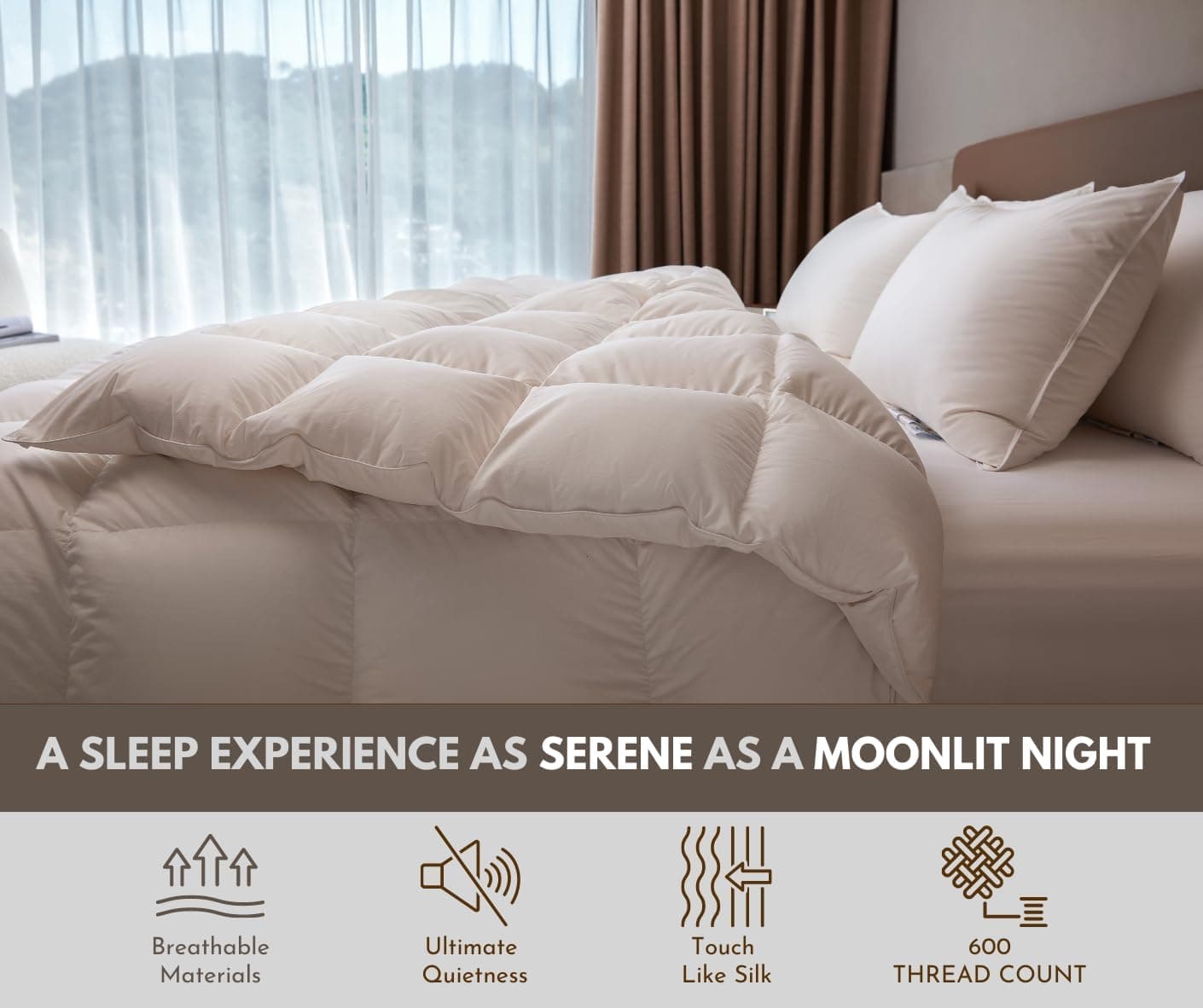 OverCloud™ Edredom branco para plumas, edredom de inverno tamanho queen size, edredom coleção de hotel ultra macio 700+ enchimento à prova de plumas com abas de canto - 1,40 g - Imagem 4