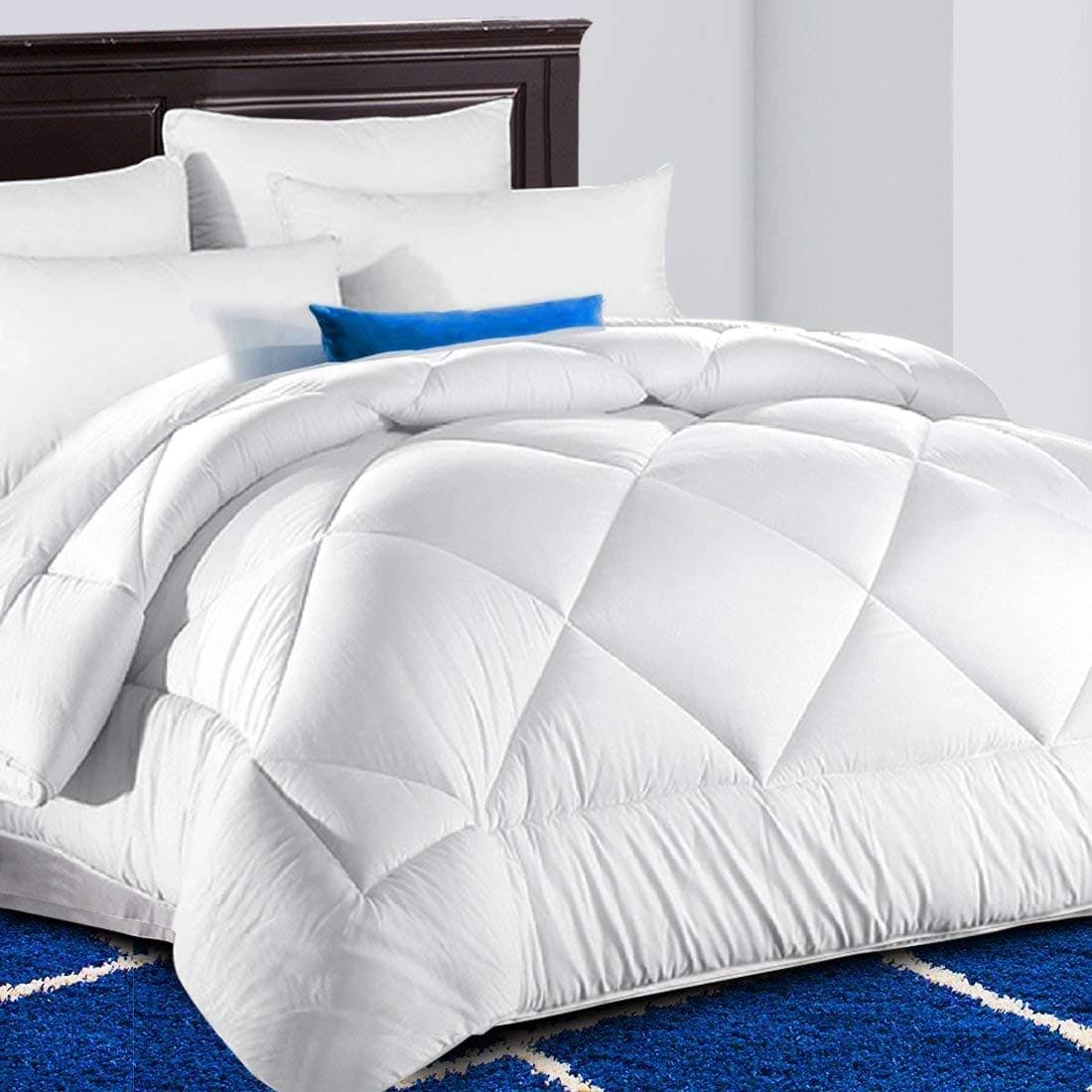 TEKAMON Capa de Duvet Queen Microfibra Branca, Hipoalergênica e Respirável, 223 x 223 cm