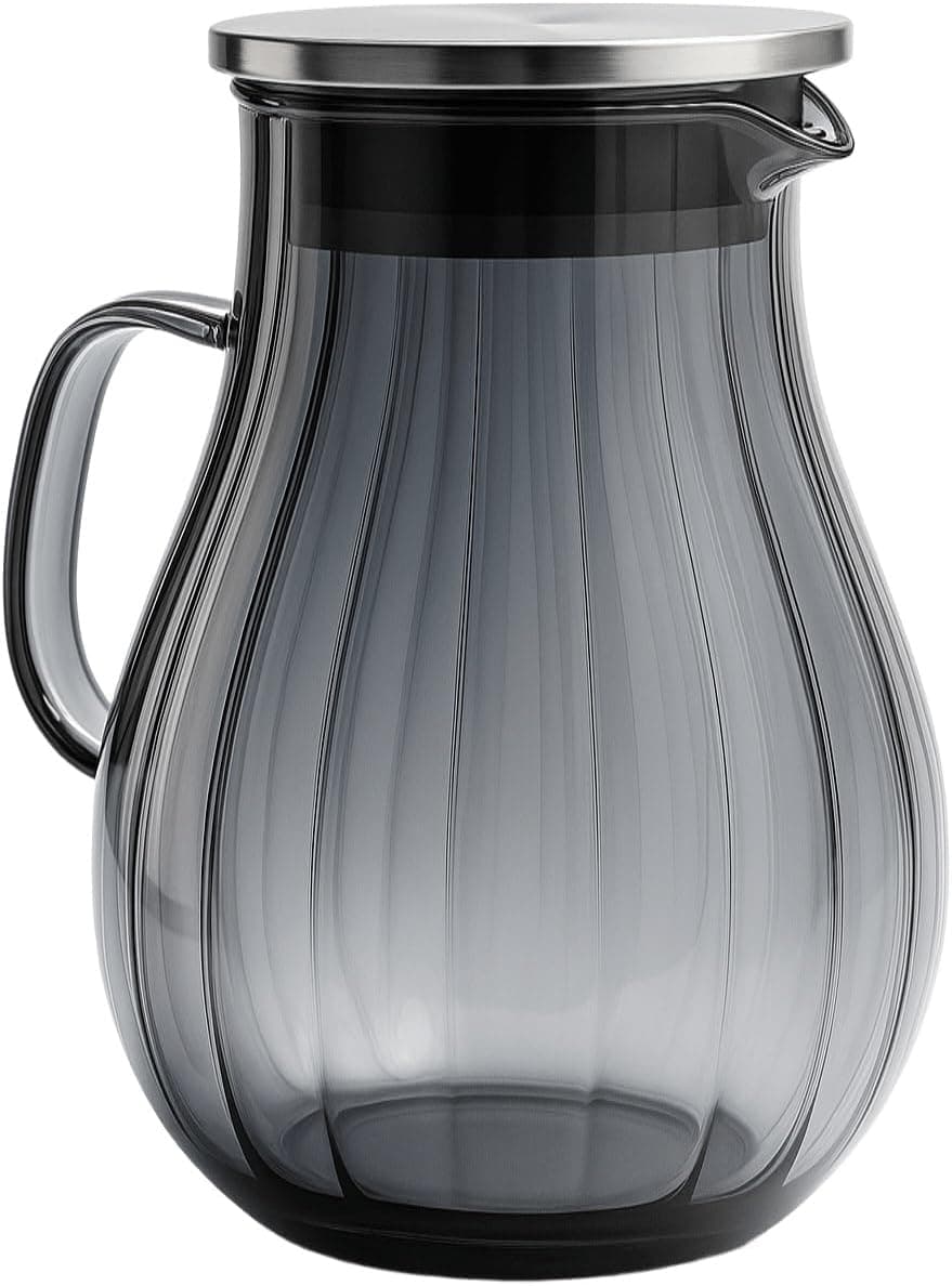 Jarra De Vidro Borossilicato Tampa Inox 1,8l Ondulada Fumê - Imagem 4