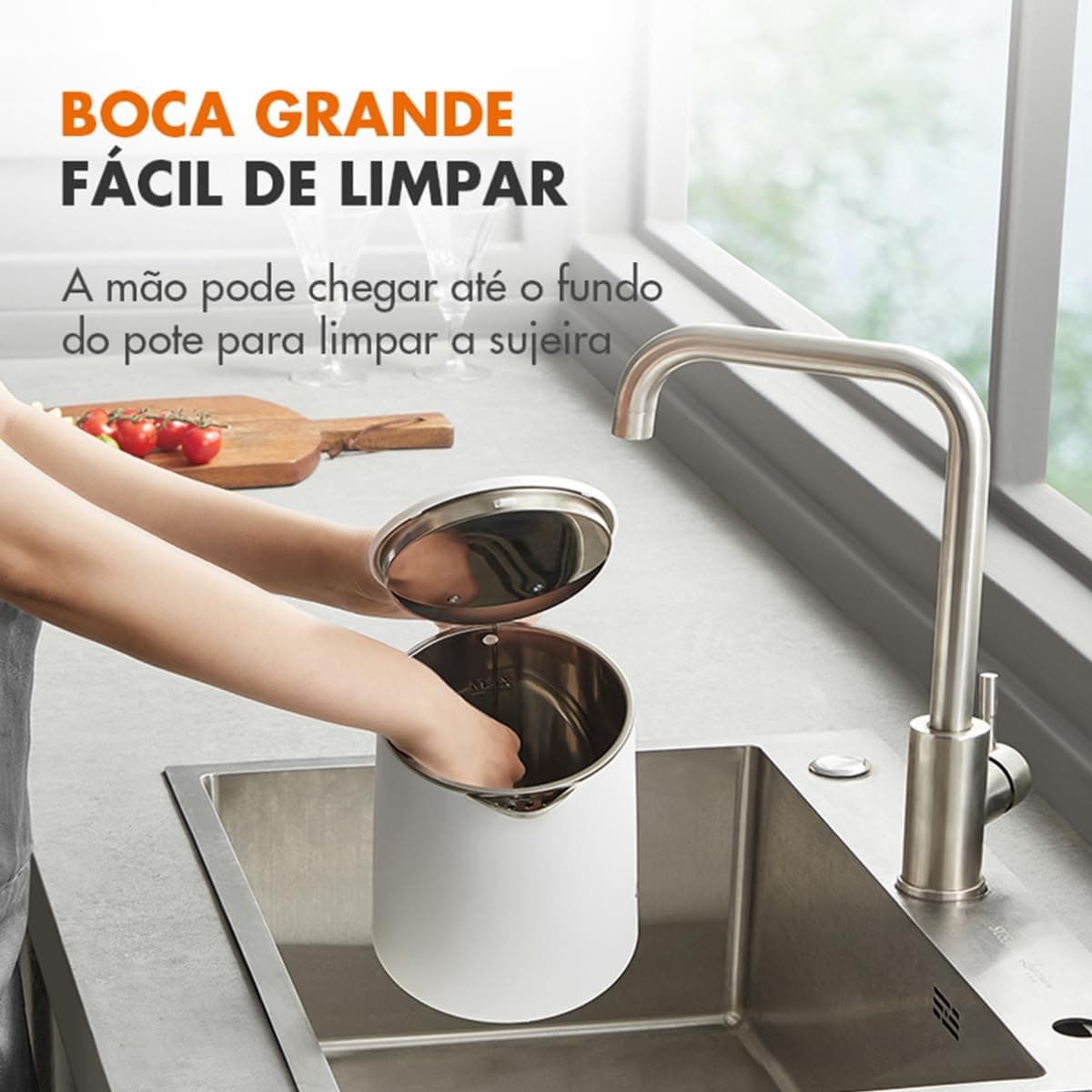 Chaleira Elétrica Branca 1,7l 1450W Aço Inox e Cabo Retrátil 110V - Gaabor - Imagem 3