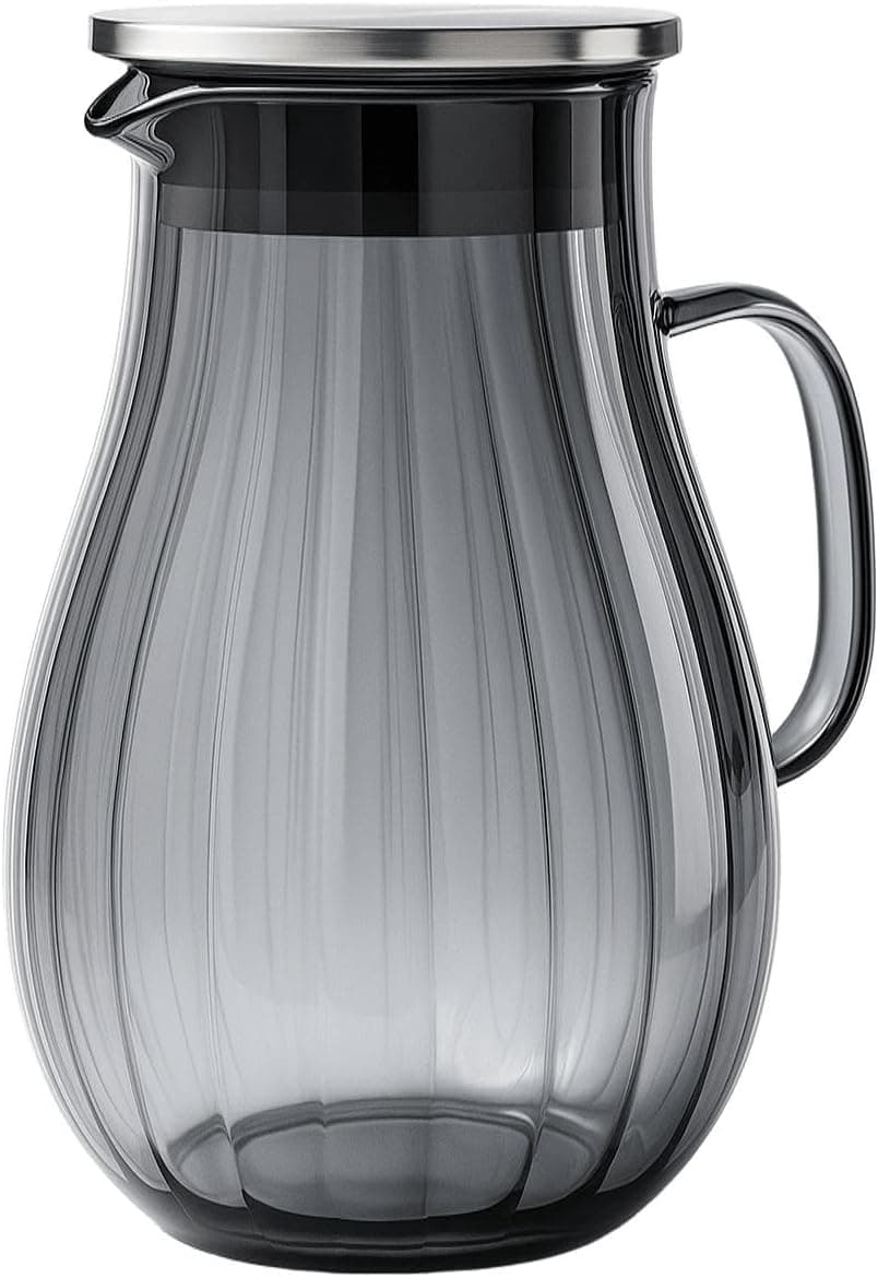 Jarra De Vidro Borossilicato Tampa Inox 1,8l Ondulada Fumê