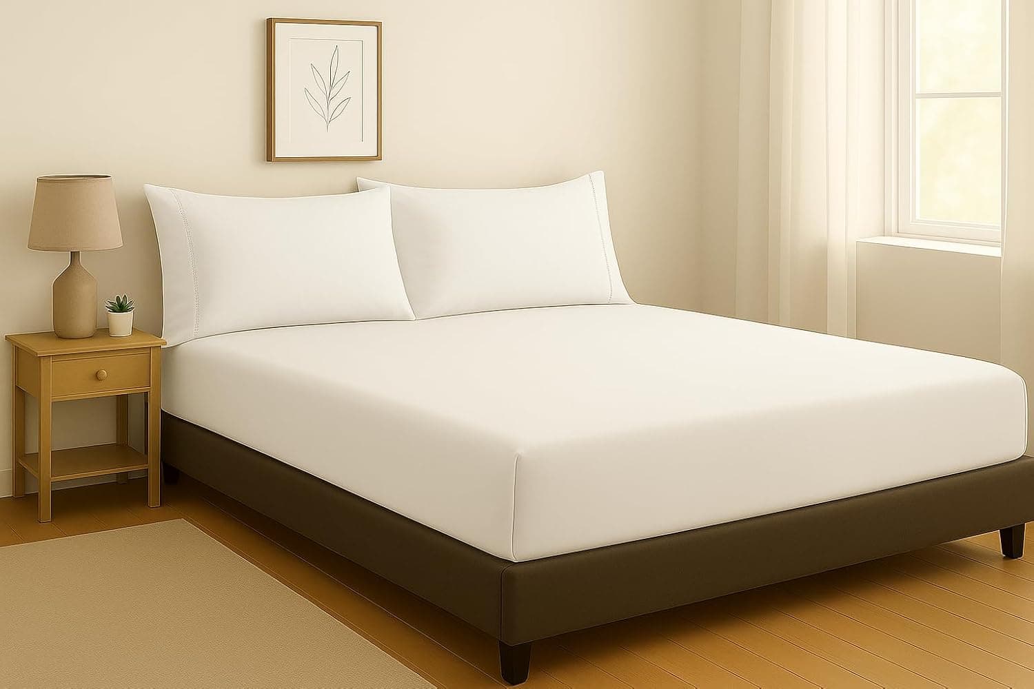 Jogo de Lençol 03 Peças 400 Fios Ponto Palito Toque Macio (Branco, Casal Padrão) - Imagem 3