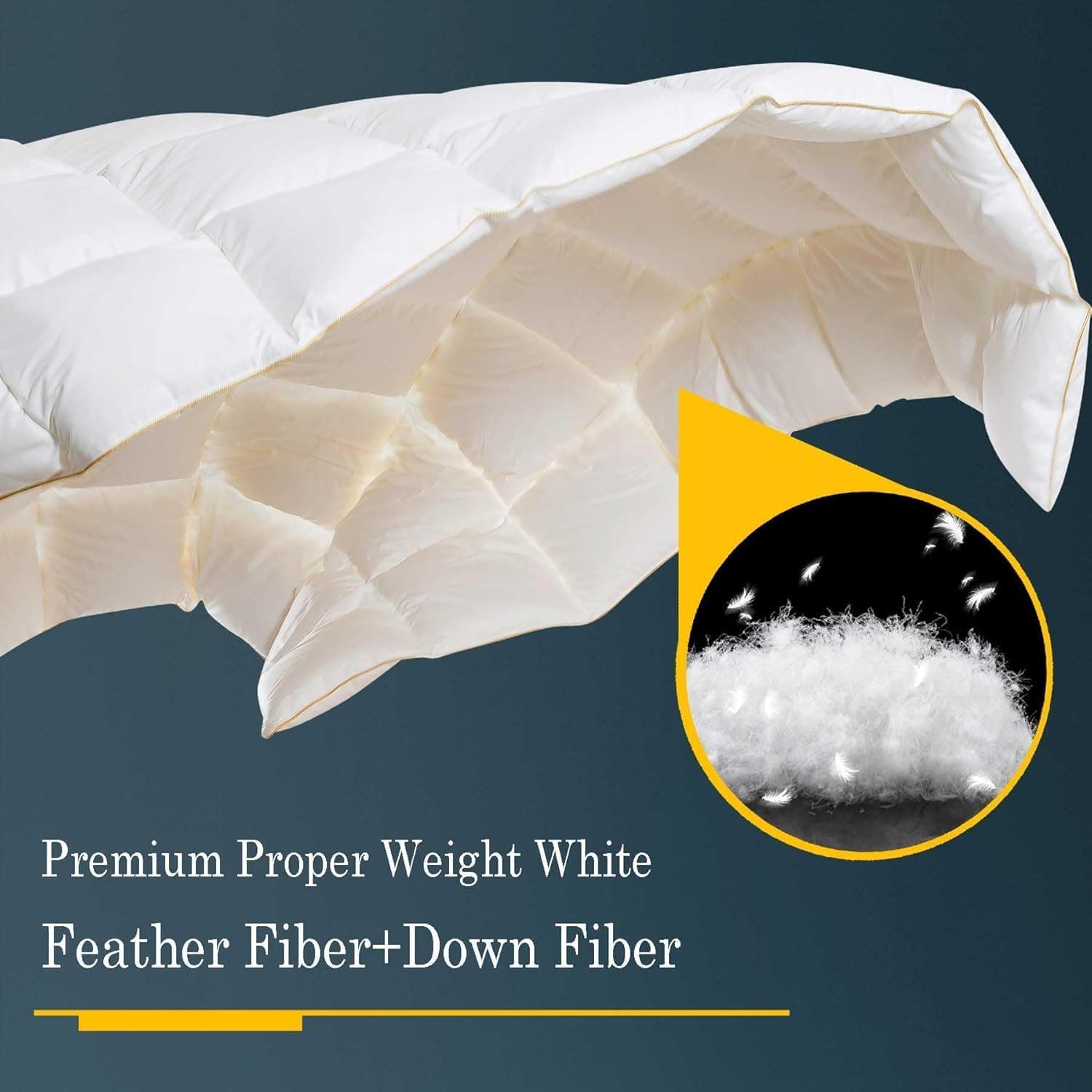 Edredom de penas brancas bufante king size com plumas enchimento de fibra, enchimento de edredom de penas para todas as estações, coleção de hotel de luxo 100% algodão, 8 laços de canto - Imagem 4