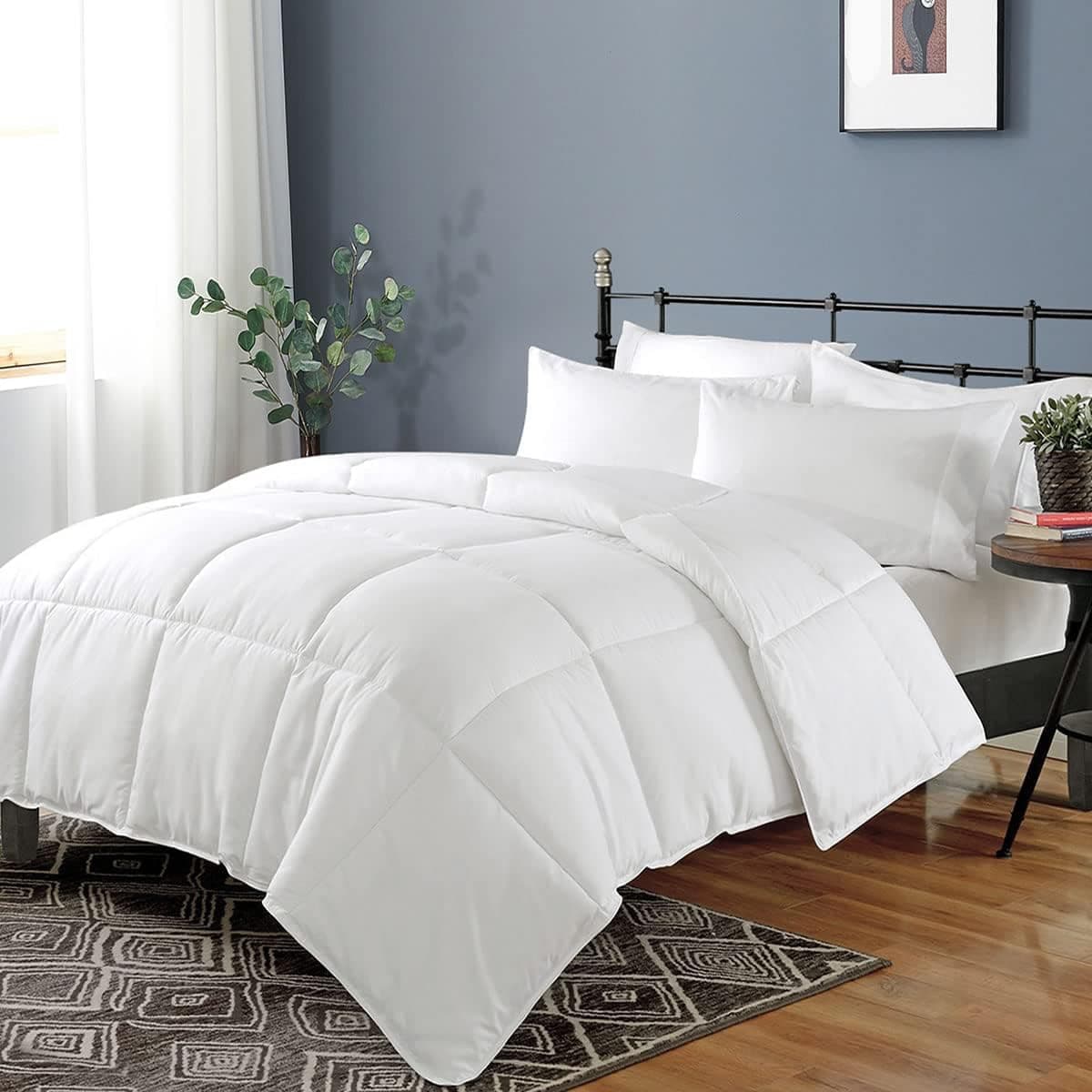 Dafinner Capa 100% algodão, leve, alternativa, edredom king, enchimento de edredom ultramacio para clima quente, colcha de cama respirável de microfibra reciclada GRS (264 x 223 cm, branco)