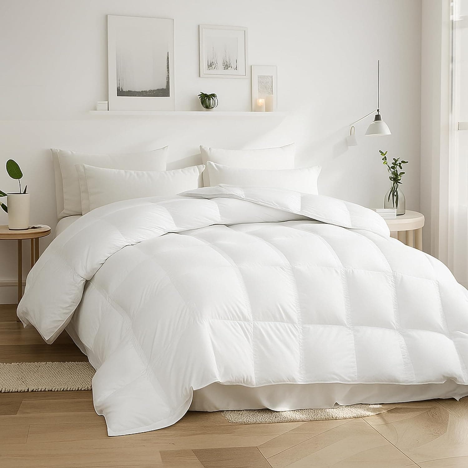 Beautyrest Edredom King de fibra de ganso branco, 100% algodão, enchimento de edredom de luxo ultramacio para todas as estações, coleção de hotel, roupa de cama hipoalergênica, 266 x 224 cm - Imagem 2