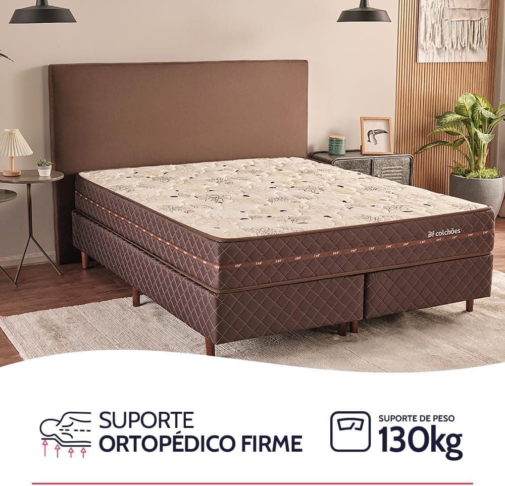 Cama Box Colchão King Firme Espuma D33 Antialérgico Certificado Bege 193x203x58cm - BF Colchões - Imagem 4