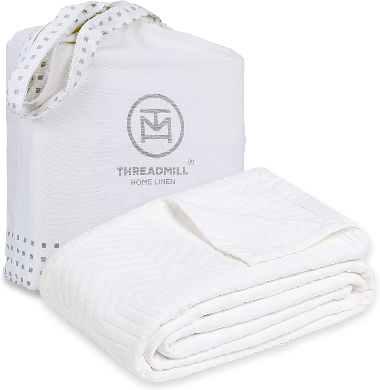 Threadmill Home Linen King Coverlet - Colcha de algodão Aster Matelasse de peça única, macia e leve, cor branca, roupa de cama de algodão penteado de fibra longa respirável