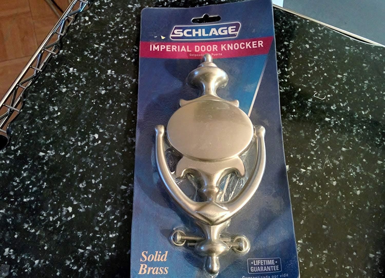 SCHLAGE Locker CO 3107-619 11x5.5 DR Knocker, níquel acetinado