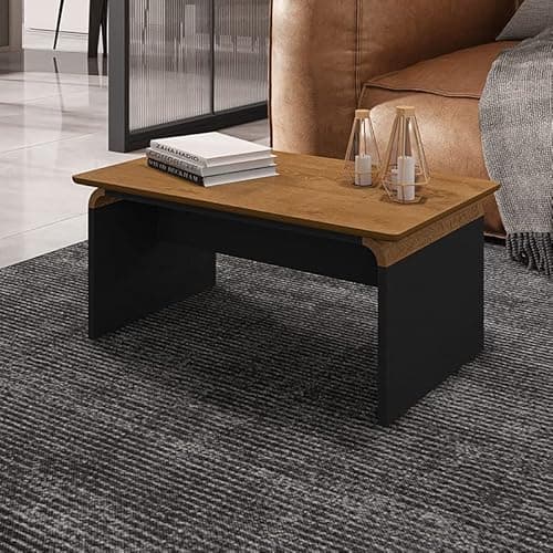 Mesa de Centro Sala de Estar Lilibeth Cor: Naturale/Preto Fosco