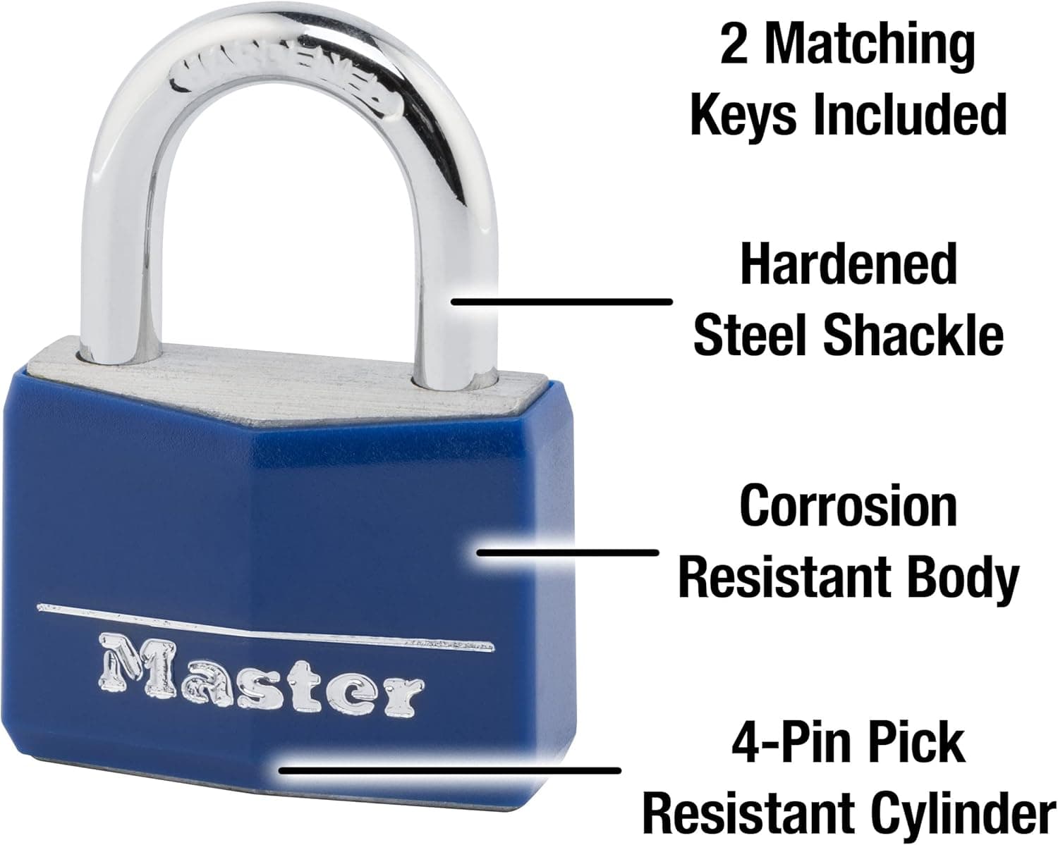 Master Lock 142DCM 1-9/16" Blue Vinyl Cover Brass Padlock - Imagem 4