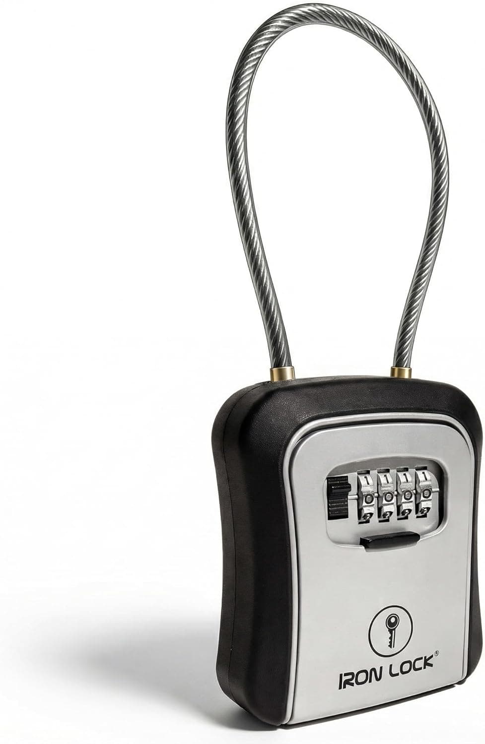 Iron Lock Caixa de bloqueio de chave portátil com manilha de cabo e suporte de parede – caixa de metal à prova d'água para chaves com combinação de 4 dígitos e código redefinível – cofre para chaves