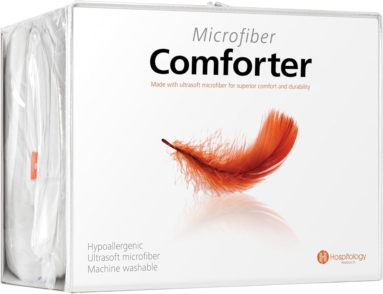 HOSPITOLOGY PRODUCTS Edredom branco Queen hipoalergênico com enchimento de microfibra para todas as estações acolchoado de penas de ganso alternativo - laços de canto - costurado em caixa - lavável -