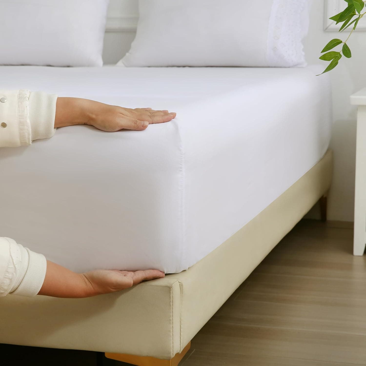 Jogo de Lençol Casal 4 Peças Napoli Percal 300 Fios Lese Bordado Inglês (Branco) - Imagem 4