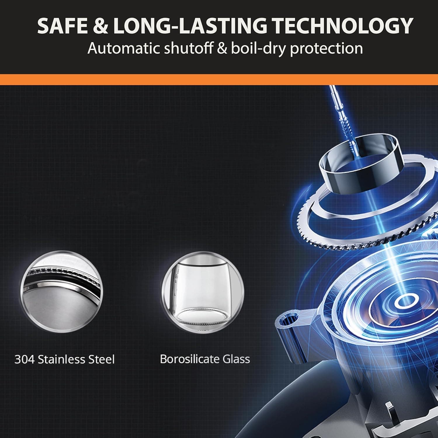 Chaleira de vidro, 1,7 litros, 1500 W com indicador de LED - Imagem 4