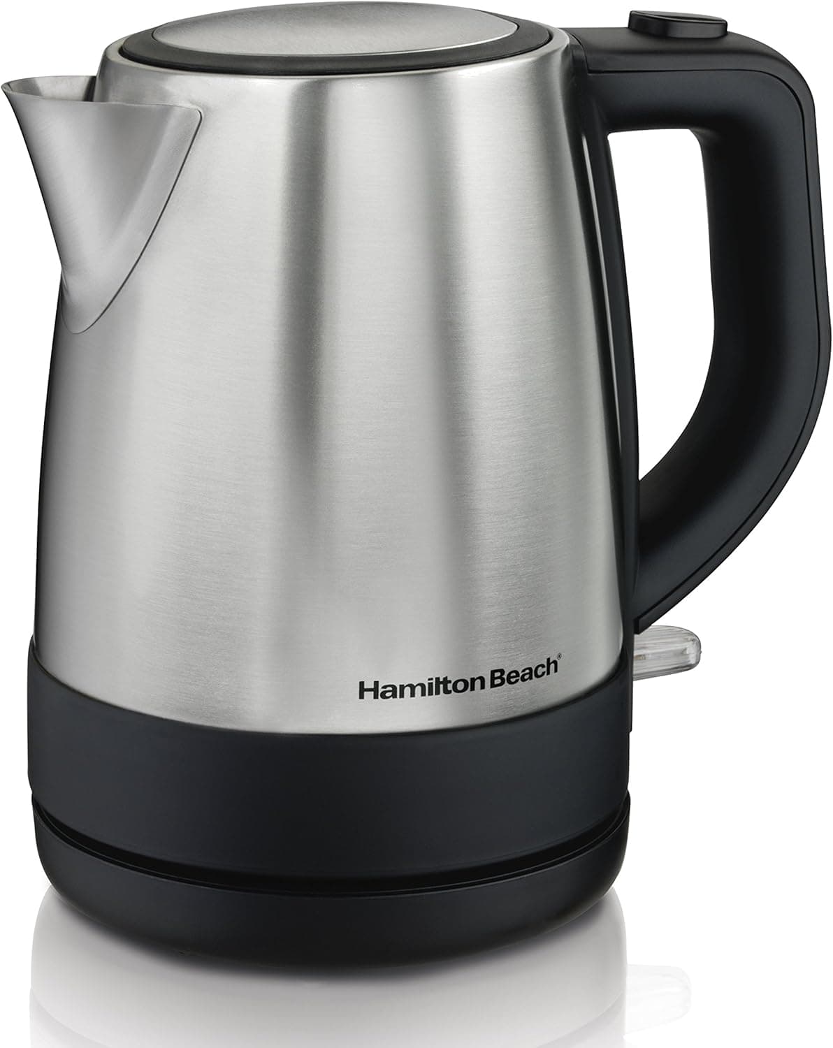 Hamilton Beach Chaleira de chá elétrica, caldeira de água e aquecedor, 1 L, sem corda, proteção de desligamento automático e secagem a ferver, aço inoxidável (40998)