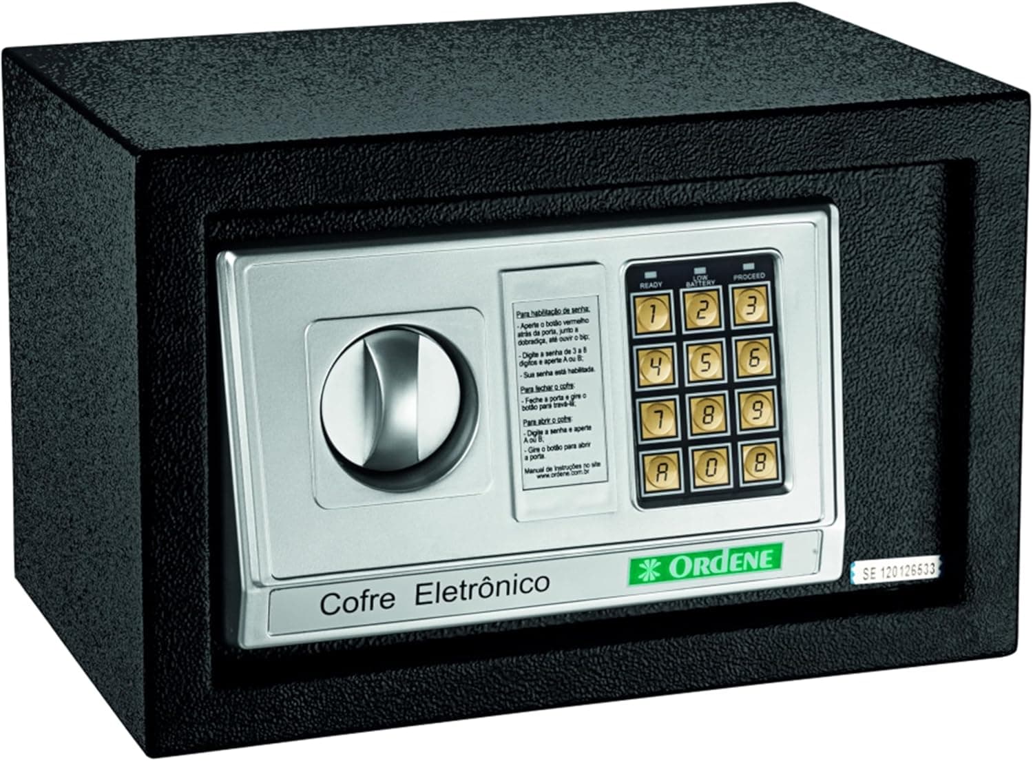 Ordene - Cofre Eletrônico com Painel para Digitação de Senha, Cor Preta, Linha Office