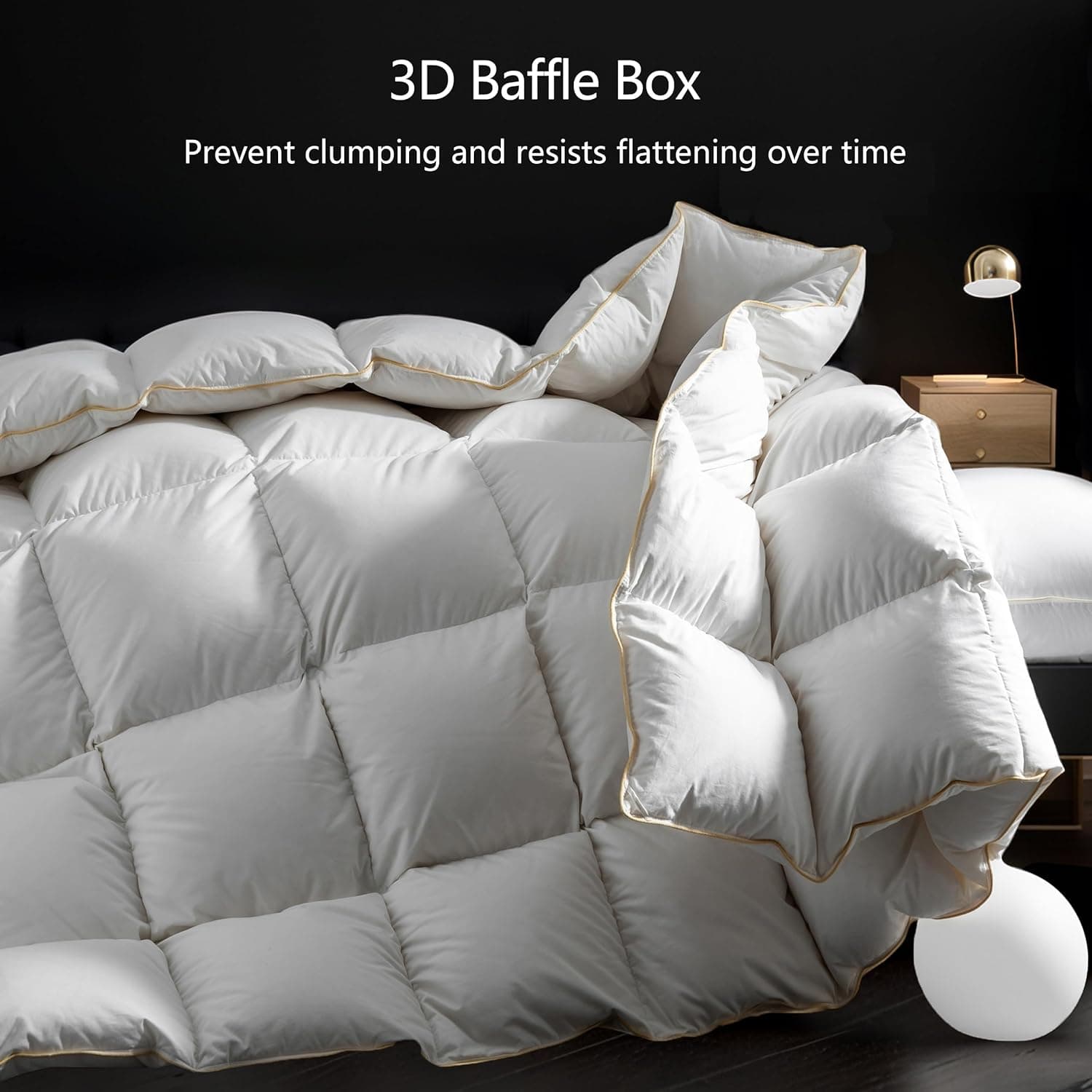 HANYUN Edredom de pluma de ganso de algodão orgânico - Todas as estações king size capa de edredom branco sólido branco quente e respirável enchimento ultramacio 650 potência de enchimento 2,211 g - Imagem 4